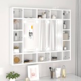 Dulap cu oglindă și LED, alb extralucios, 91x15x76,5 cm
