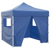 41466 vidaXL Blue Foldable Tent 3 x 3 m with 4 Walls