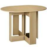 HOMCOM Masă Pliantă cu 2 Extensii Rabatabile, Masă Extensibilă cu Spațiu de Economisire, 104x76x73,7 cm, Lemn Natural | Aosom Romania