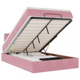 Cumpara ieftin Pat otoman cu saltea si LED-uri, roz, 120x190cm, catifea