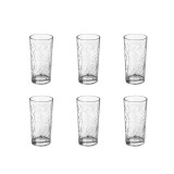 Set 6 pahare din sticla, 250 ml, Transparent cu model, 6x13 cm, ATU-082322, Oem