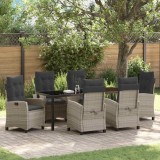 vidaXL Set de masă pentru grădină cu pernă 7 pcs Gri deschis poliratan 3380412