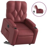 Cumpara ieftin Fotoliu rabatabil electric cu ridicare, rosu vin