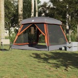 VidaXL Cort de camping pentru 6 persoane, gri/portocaliu, impermeabil