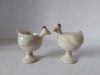 Set 2 suporti ceramici pentru ou fiert, in forma de gaina, 9cm inaltime
