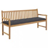vidaXL Bancă de grădină, pernă antracit, 175 cm, lemn masiv de tec 3062799