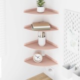 vidaXL Raft suspendat cu raft cu depozitare 4 pcs Roz 24 x 24 x 2 cm 8004101