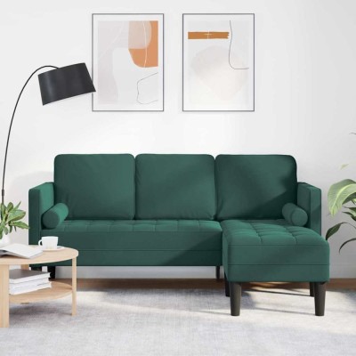 vidaXL Set de canapea Verde &amp;icirc;nchis 173 x 131 x 67 cm Catifea 42001927 foto
