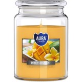 Sviečky AURA, v skle, sladk&eacute; mango, 100h, 500g