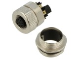 Conector M12 mamă, drept, IP68, 8 pini, terminal cu șurub