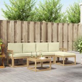 vidaXL Set canapele exterior 6 piese lemn acacia alb crem cu perne stil modern