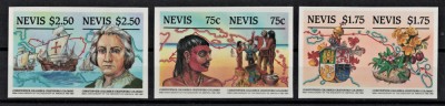 NEVIS 1986 - Navigatori, expeditii, Cristofor Columb / serie completa MNH foto