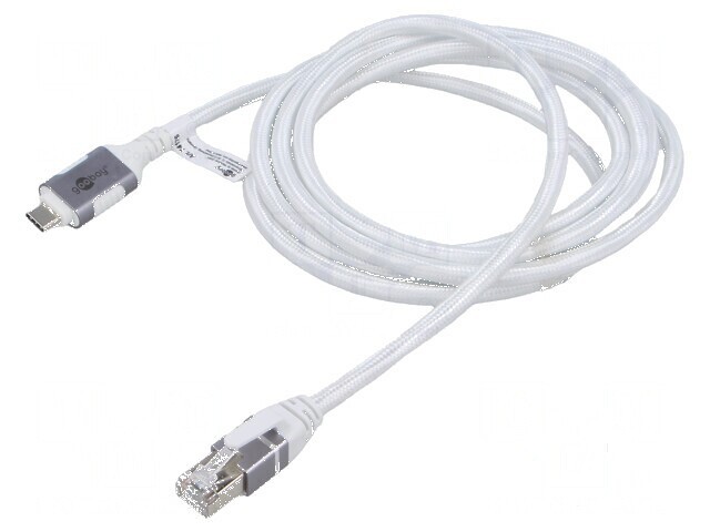 Cablu USB 3.1 RJ45 mufă, USB C mufă 3 metri alb