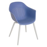 Scaun de grădină Ballena din plastic cu picioare metalice, albastru