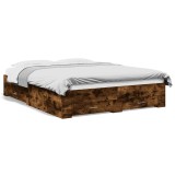 Cumpara ieftin Cadru pat cu sertare stejar fumuriu 140x200 cm lemn prelucrat