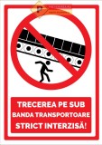 Semn pentru trecerea pe sub banda transportoare strict interzisa