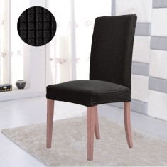 Husă Scaun Elastică, Mini, Negru, Carouri &Icirc;n Relief, Fără Brațe