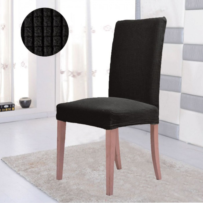 Husă Scaun Elastică, Mini, Negru, Carouri &Icirc;n Relief, Fără Brațe