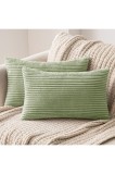 Set de 2 huse de pernă, din catifea canelată, decorative, cu fermoar ascuns, 40 x 80 cm, verde soia