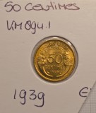 509 France Franta 50 Centimes 1939, km#894, excelenta