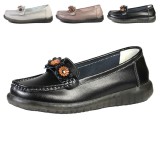 Mocasini Dama TRULAND Confort Piele Naturala Model Floral, 36 - 39, 39.5, Gri, Negru