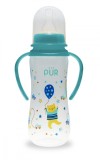 Biberon cu desen si manere verde +6 luni, 250ml, PUR