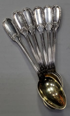 6 lingurite din argint pentru desert, Franta, Ateliet Emile Puiforcat, cca. 1900 foto