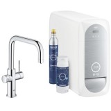 Baterie de bucatarie cu sistem de filtrare, racire si acidulare apa, cu pipa U, crom lucios, Grohe Blue Home New