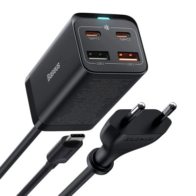 Statie Incarcare 2xUSB-C, PD65W, 2xUSB-A, 5A + Cablu Type-C, Baseus GaN3 Pro (CCGP040101), Black foto