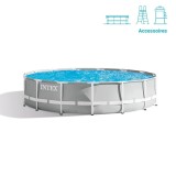 Cumpara ieftin Piscina Intex Prism Ultra Frame, pompa de filtrare, scara si panou protectie inclus, 4.57m x 1.22m