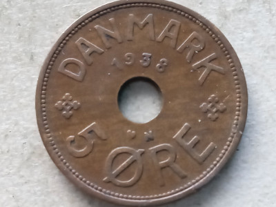 DANEMARCA-5 ORE 1938 foto