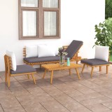 vidaXL Set mobilier de grădină cu perne, 4 piese, lemn masiv de acacia 3087010