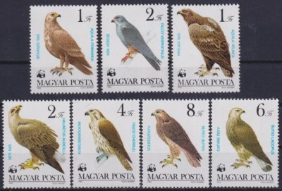 Ungaria 1983 - Pasari de prada, fauna, serie neuzata foto