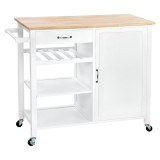 Cumpara ieftin Carucior servire mdf alb furnir stejar Robins 101x49x90,7 cm
