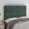 VidaXL Tăblie de pat cu LED, verde &icirc;nchis, 160x7x118/128 cm, catifea 3122817