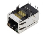 Soclu RJ45 ecranat cu LED 8p8c THT