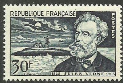 C4714 - Franta 1955 - Celebritati Jules Verne neuzat,perfecta stare foto