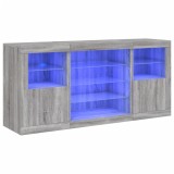 Servanta cu lumini LED, gri sonoma, 142,5x37x67 cm