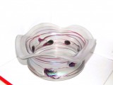 Art Nouveau: Fructieră cristal mat iridiscent suflată manual, cca. 1910 - Fleur - Glasmanufaktur Freiherr von Poschinger, Frauenau