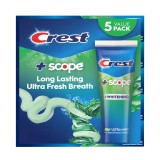 Set 5 paste de dinți Crest Complete Plus Scope Outlast Ultra, prospețime intensă, 5 x 178 g