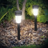 Lampa solara LED gradina, iluminat exterior, cu tarus, aprindere automata, lumina alba rece