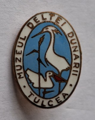 Muzeul Deltei Dunarii Tulcea - insigna SUPERBA veche anii 1970 -Turism -Drumetie foto