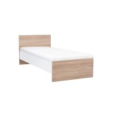 Pat Single Miami 90x200 cm Stejar Sonoma Alb | Cadru pat dormitor modern, minimalist, usor de intretinut