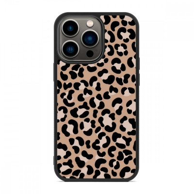 Husa iPhone 14 Pro Max - Skino Leopard Animal Print, Negru - Maro foto