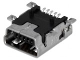 Soclu USB B mini SMT pentru PCB 5 pini orizontali, TE Connectivity