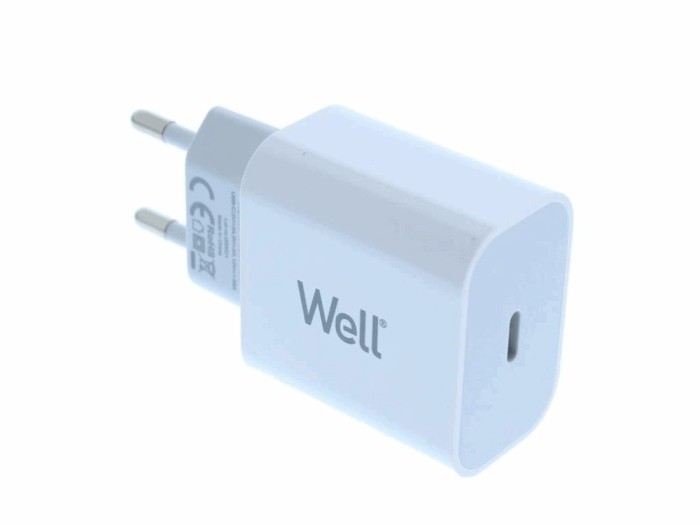 Incarcator retea - USB type C PD 20W alb Well PSUP-USB-WPD12003WE-WL