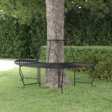 VidaXL Bancă semicirculară de copac, negru, &Oslash;159 cm, oțel