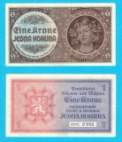 Boemia Moravia (pick 3) 1 Koruna 1940 aUNC- serie: D002; Primele bancnote emise de Protectoratul Nazist