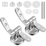 Cumpara ieftin Set 2 balamale pentru capac de toaleta din otel inoxidabil, tip U, argintiu, 45 50 mm, set complet cu suruburi si accesorii de montaj