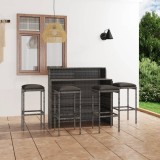 Cumpara ieftin Set mobilier bar de grădină cu perne, 5 piese, gri